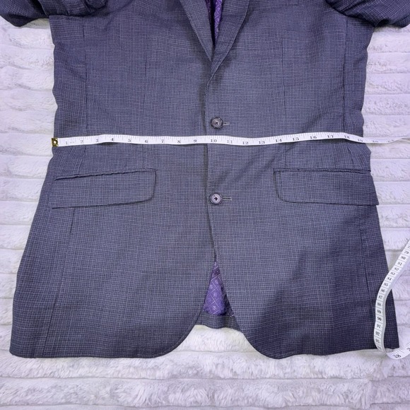 Ted Baker Blazer 40R Blue Black Check Endurance Single Breasted Suit Jacket - Picture 8 of 13